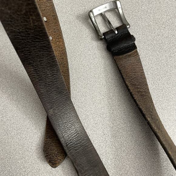 Lauren Ralph Lauren Brown Leather Belt Silver Buckle Distressed Large 1 3/8th" - Picture 12 of 12